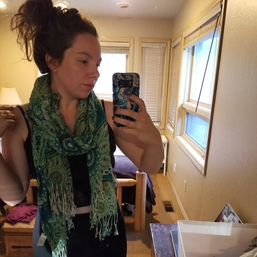 Blue and green light scarf